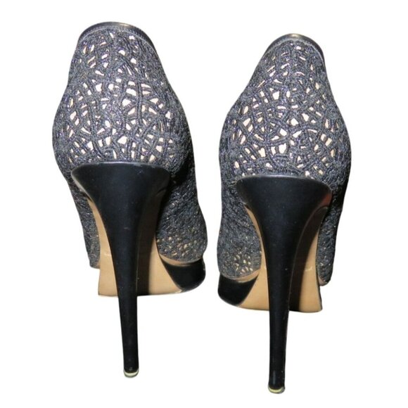 Nicholas Kirkwood Laser Cut Black Italian Leather Platform Stiletto Pumps 37 - Picture 5 of 15